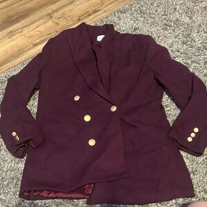 Vintage Jos. A. Bank Women’s Double-Breasted Blazer – Burgundy – Size 10